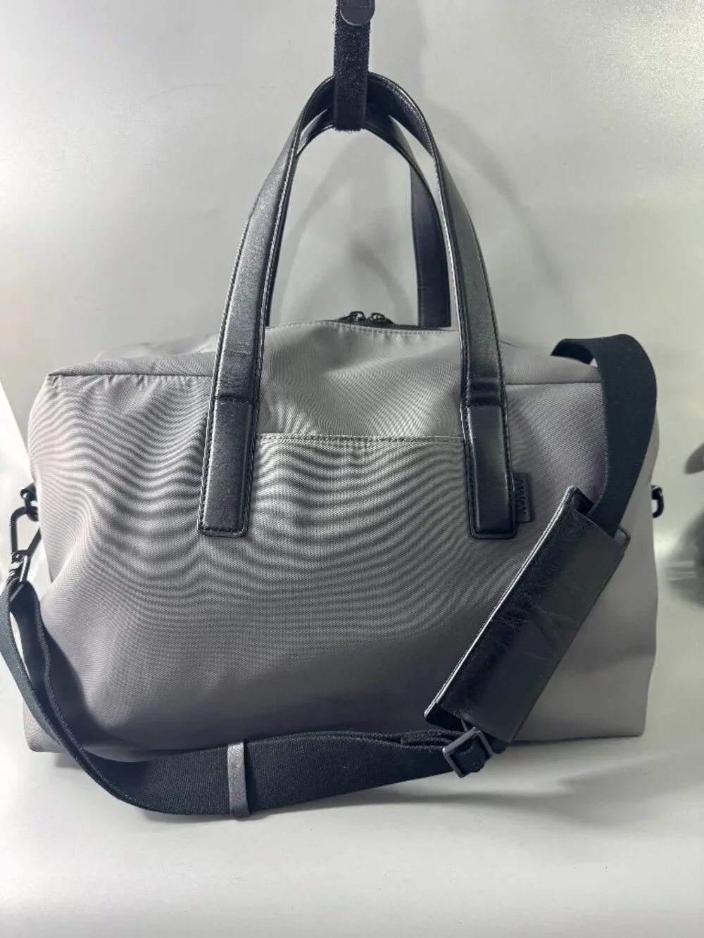 Away Gray Canvas Black Leather Accents Duffle Bag